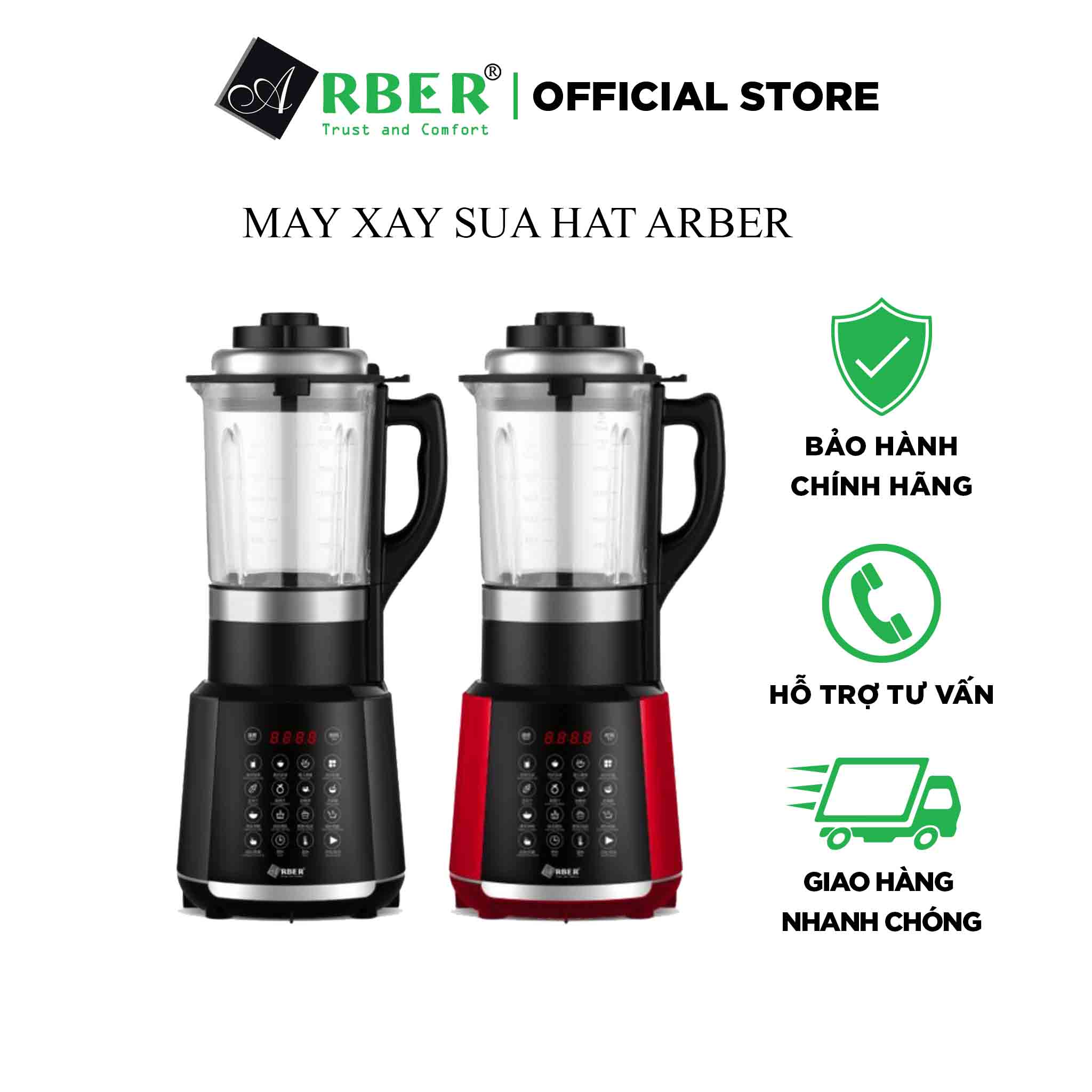 Máy làm sữa hạt Arber 2 màu Gray và Red hàng nhập khẩu chính hãng