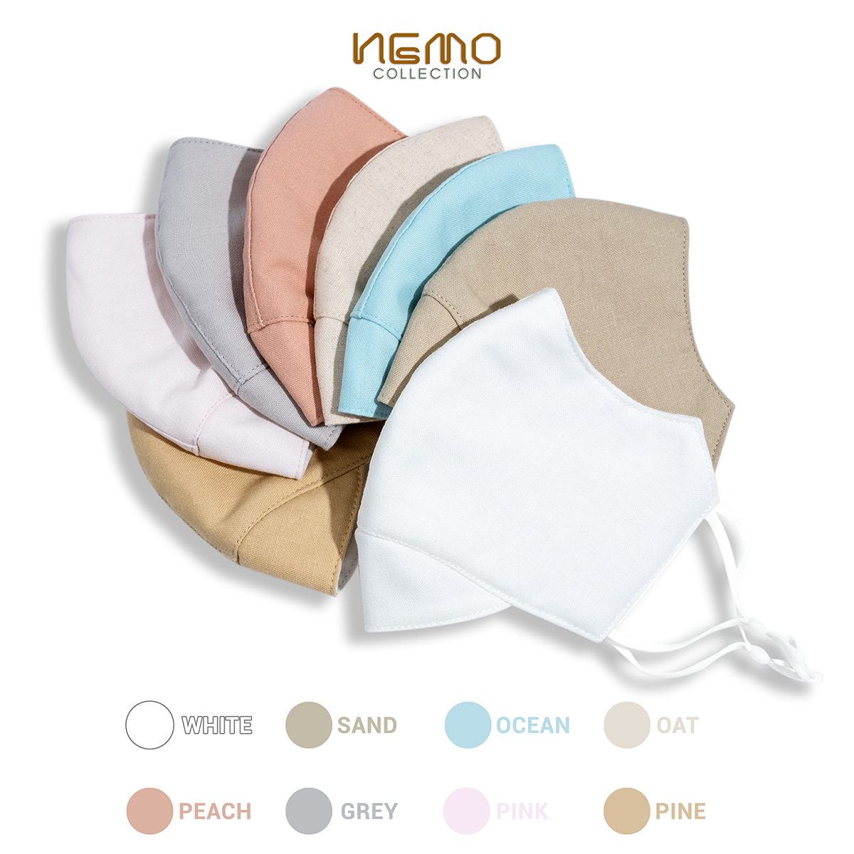 KHẨU TRANG LINEN 5D NEMO, CHE NẮNG VÙNG MÁ, LỌC KHUẨN, LỌC BỤI, TÔNG MÀU THỜI TRANG - KTMF