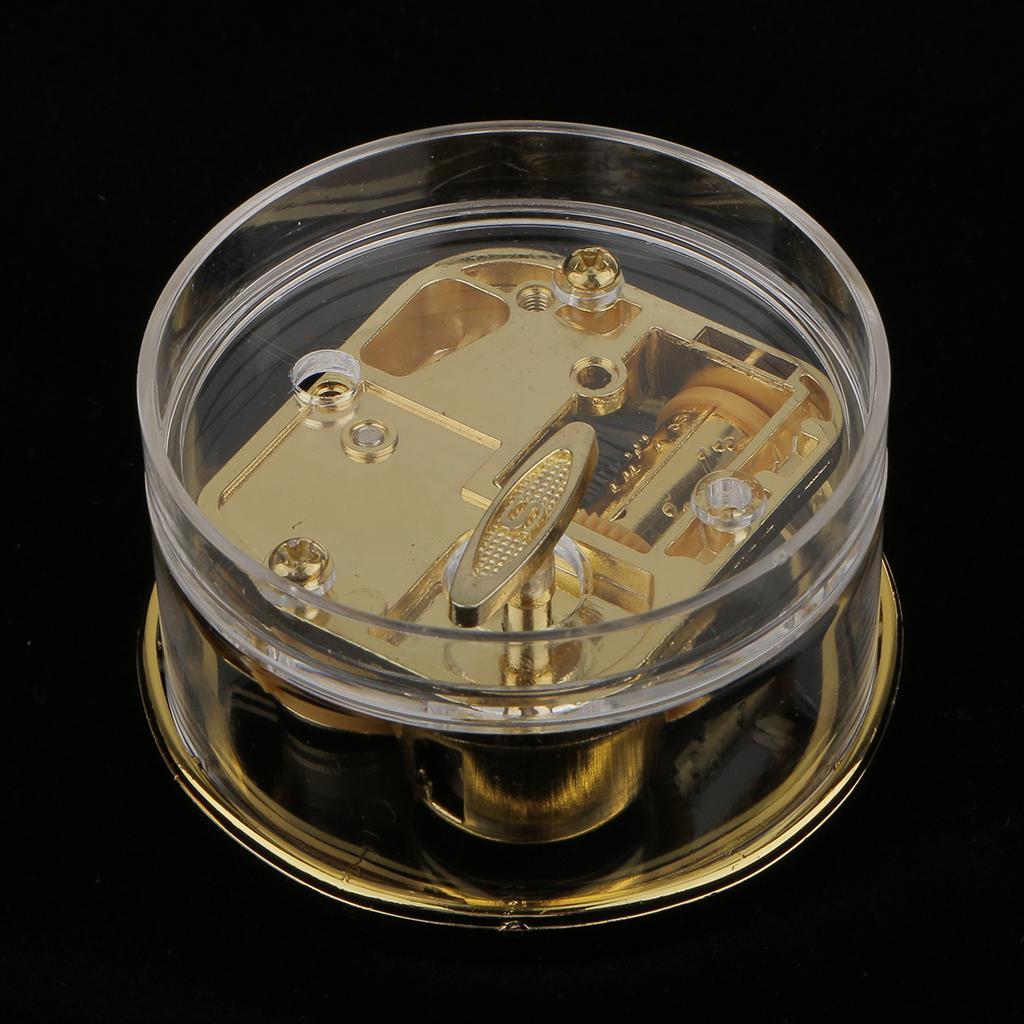 Acrylic Round Transparent Wind-up Clockwork Music Box with Melody Edelweiss