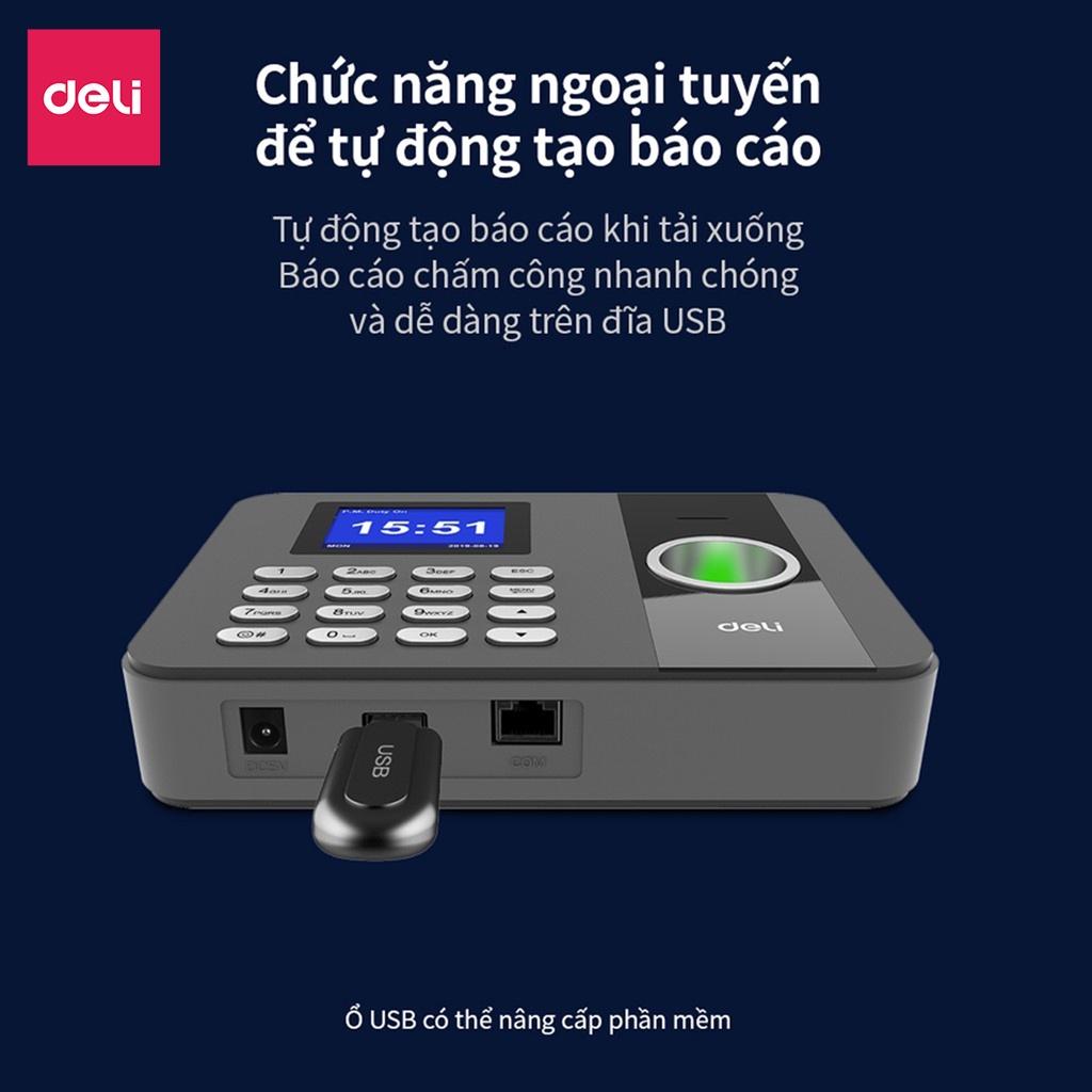 Máy Chấm Công Quét Vân Tay Hàng Chính Hãng Deli - Độ Chính Xác Cao, Kết Nối USB - Dung Lượng Lưu Trữ Gấp Đôi - E3747PRO