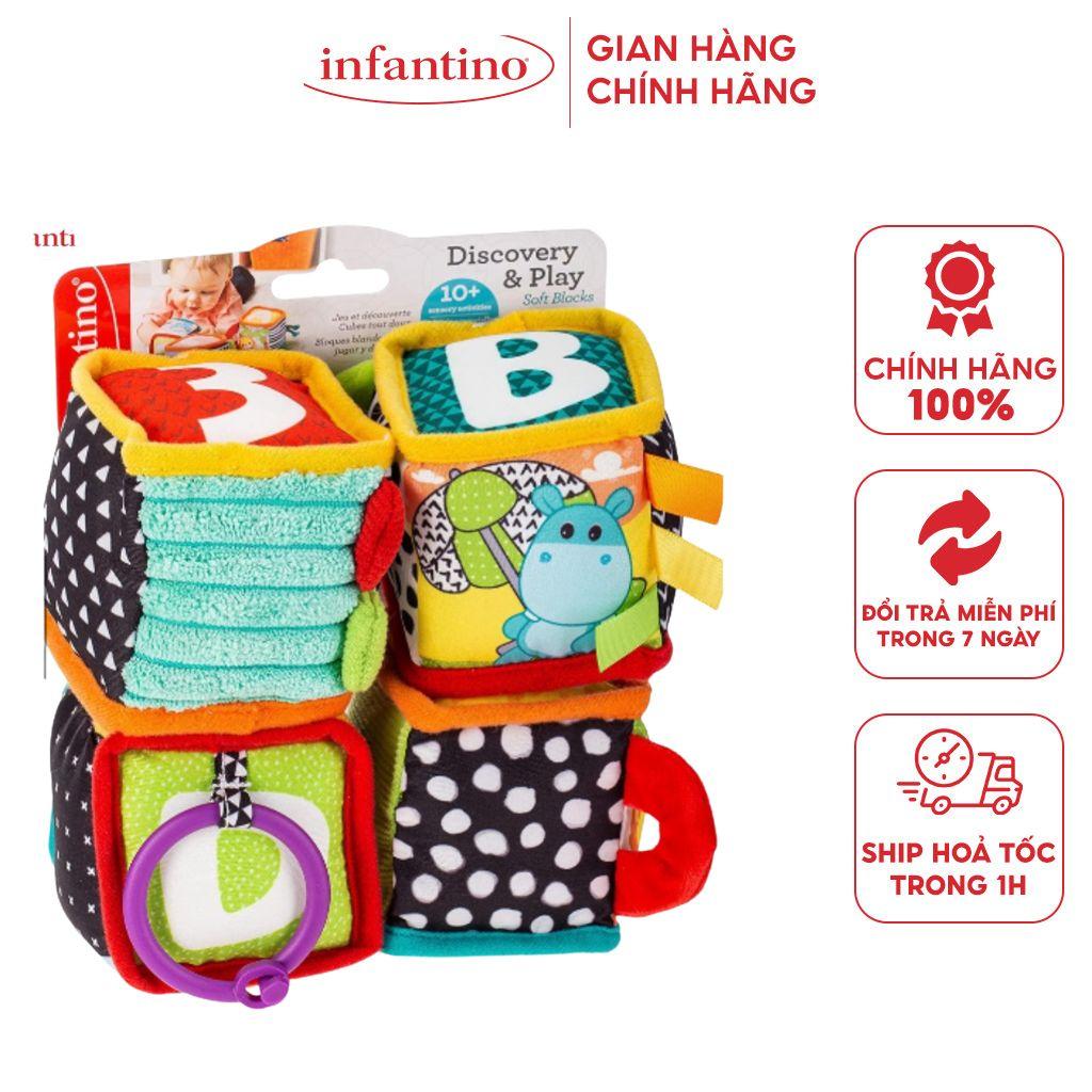 Đồ Chơi Hình Khối Khám Phá Bằng Vải INFANTINO Discover &amp; Play Soft Blocks Dành Cho Bé Giúp Phát Triển Trí Tuệ