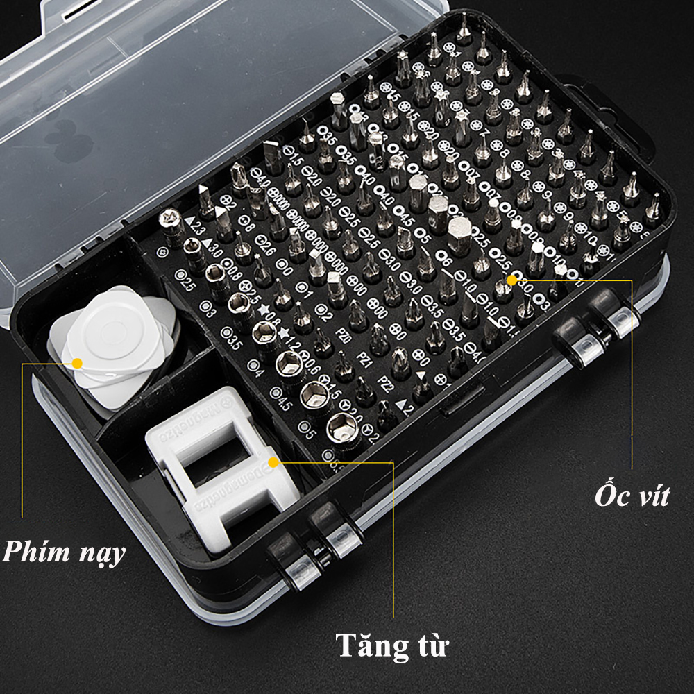 Bộ tô vít đa năng ABG 115+ đầu vít khác nhau chuyên dụng dùng để sửa chữa laptop, đồng hồ điện thoại