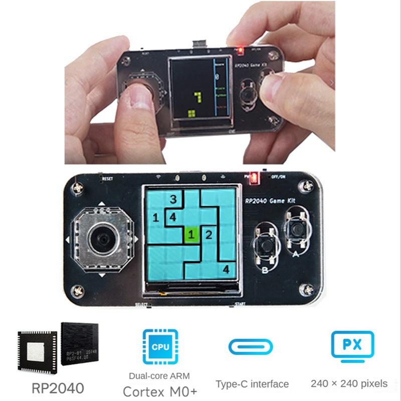 Máy Chơi Game Mini Bảng Mở Rộng RP2040 PICO Máy Chơi Game Mini Cho Raspberry Pi Với Màn Hình Hiển Thị LCD IPS 1.54 Inch Vỏ