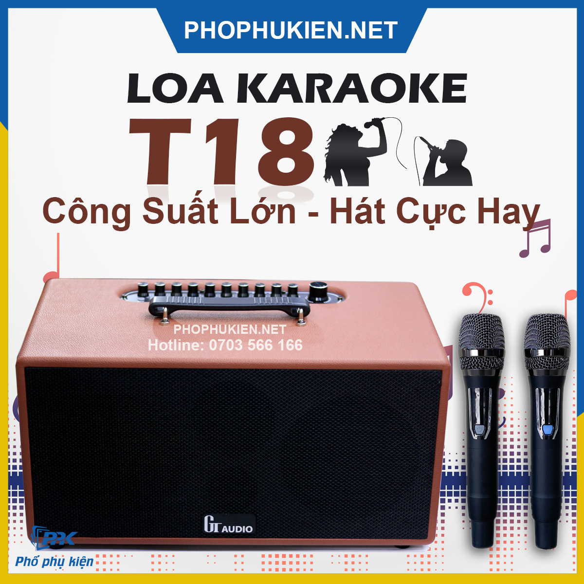 Loa Karaoke Xách Tay Du Lịch T18 Cao Cấp Hệ Thống 4 loa 3 Đường Tiếng Gồm 2 Loa Bass Loa Trung và 1 Treble Kèm 2 Micro