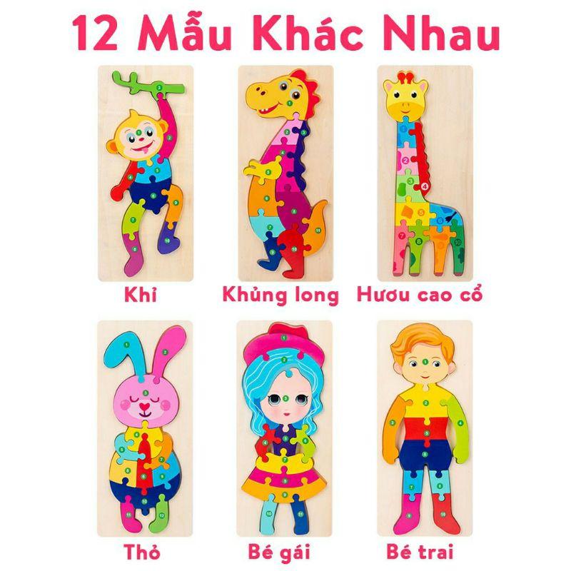 Xếp hình cho bé tranh ghép hình gỗ nổi nối số 3D to đẹp cho bé học số đếm cực dễ