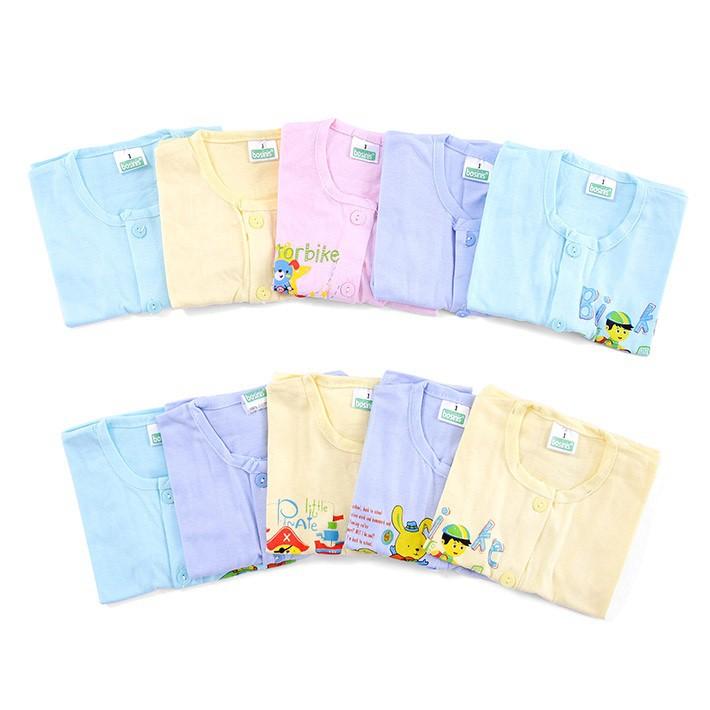 Bộ 5 Áo sơ sinh màu tay dài cúc giữa  cho bé từ sơ sinh đến 11, kg loại đẹp