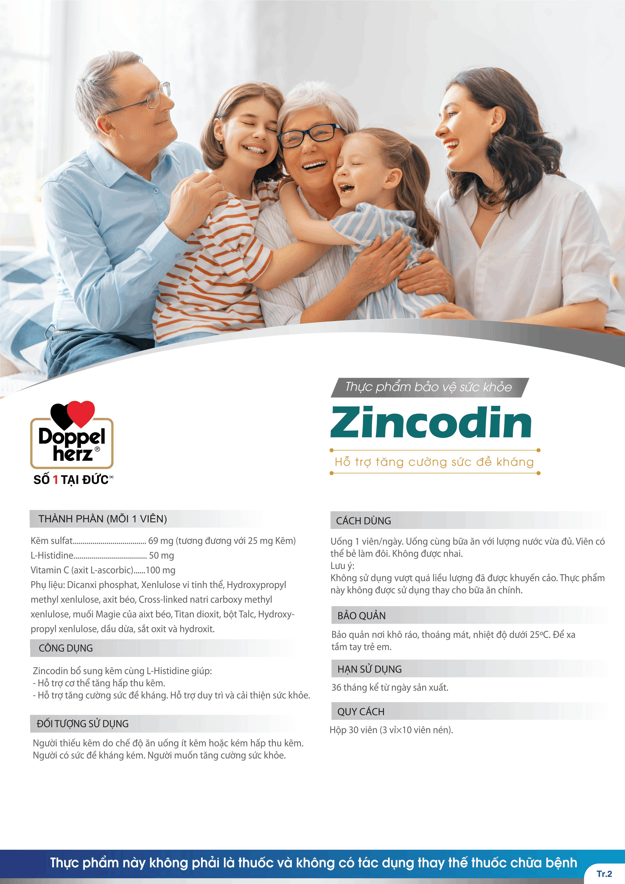 Viên uống hỗ trợ tăng cường sức đề kháng và cải thiện miễn dịch Doppelherz Zincodin