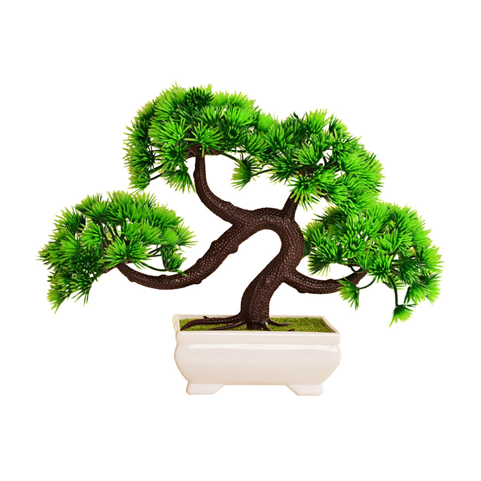 Artificial Bonsai Tree Greenery Faux Potted Plant for Home Office Table