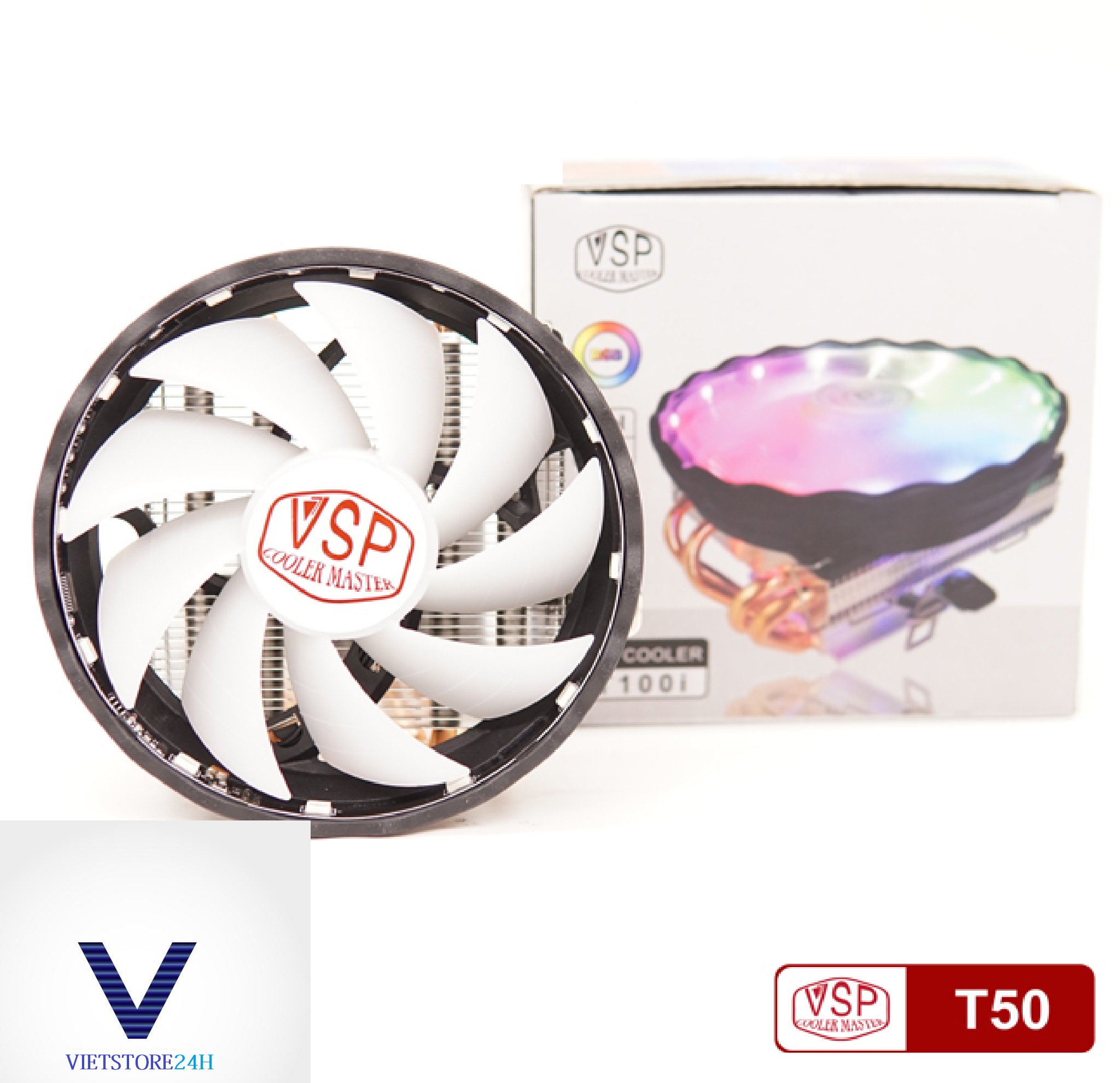 Quạt tản nhiệt VSP Fan Top-Down LED T50 (Tản 4U, kích thước 12cm) - Hàng chính hãng