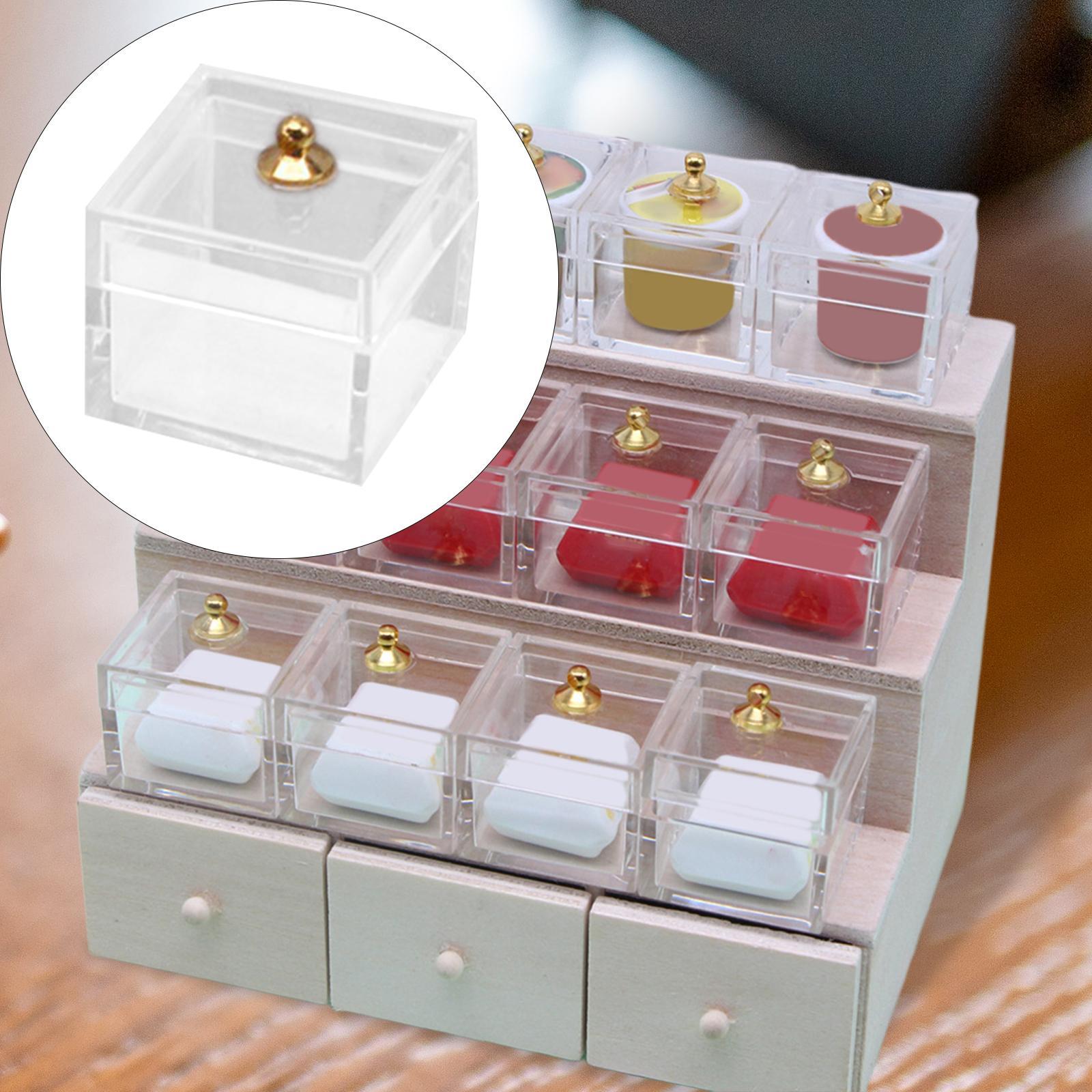 1/12 Doll House Miniature Statue Decoration Jewelry Box Dollhouse DIY Craft Decoration Accessories Miniature Doll Display Case for Handcraft