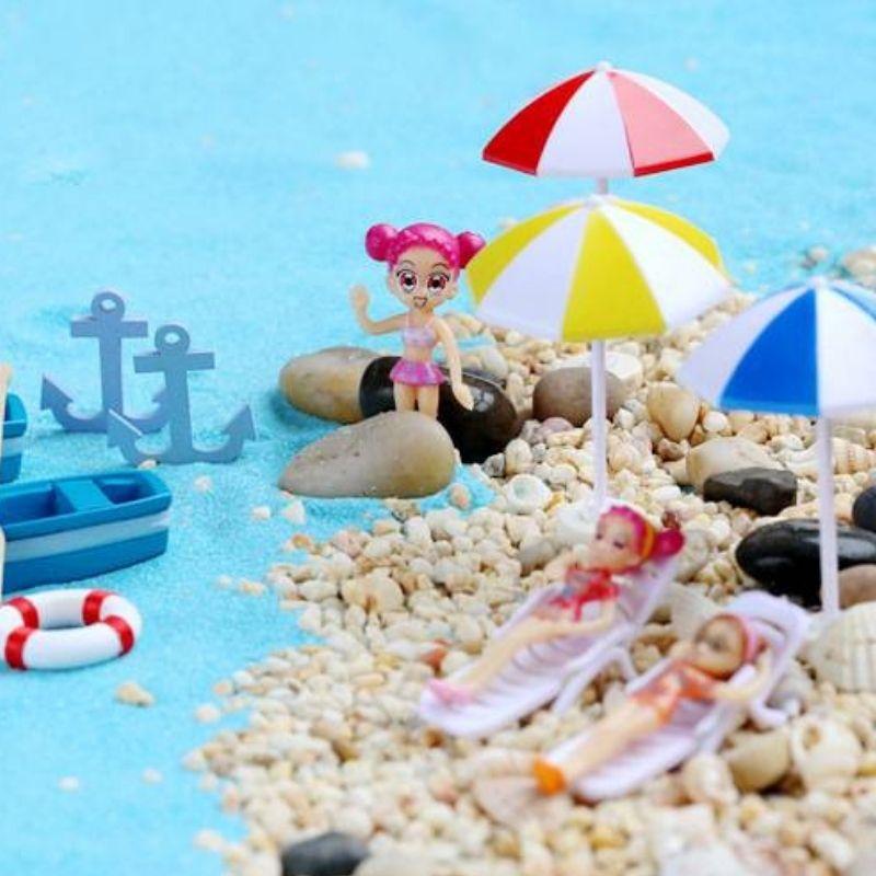 Mô hình ô che nắng nhiều màu sắc bãi biển trang trí tiểu cảnh