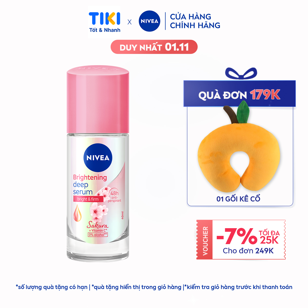 Lăn Ngăn Mùi Nivea Serum Trắng Mịn Hương Hoa Sakura  85306