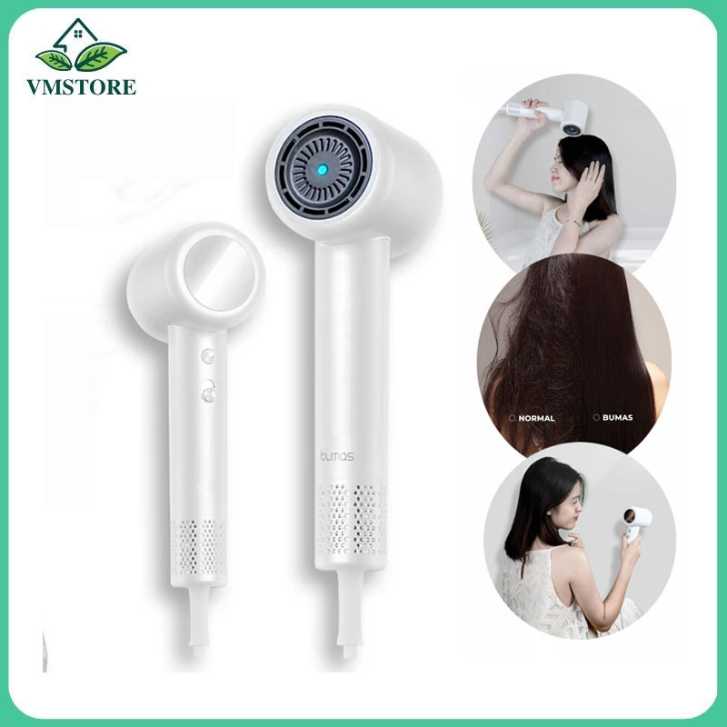 Máy Sấy Dưỡng Tóc Ion Âm Bumas H3 - 3 Phút Sấy Khô Nhanh - 4 Chế độ Sấy - 2 Chế độ gió - Tự Động Vệ Sinh Máy - Hàng Chính Hãng