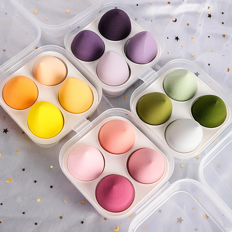 Hộp 4 Mút Tán Kem Nền, Bông Tán Kem Che Khuyết Điểm Màu Pastel Xinh Xắn, Bông Phấn Mềm Mịn