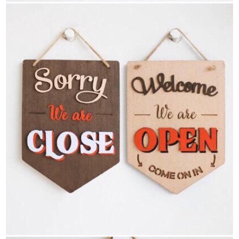 Bảng gỗ open close hai mặt treo shop thời trang quán cafe tiệm nail