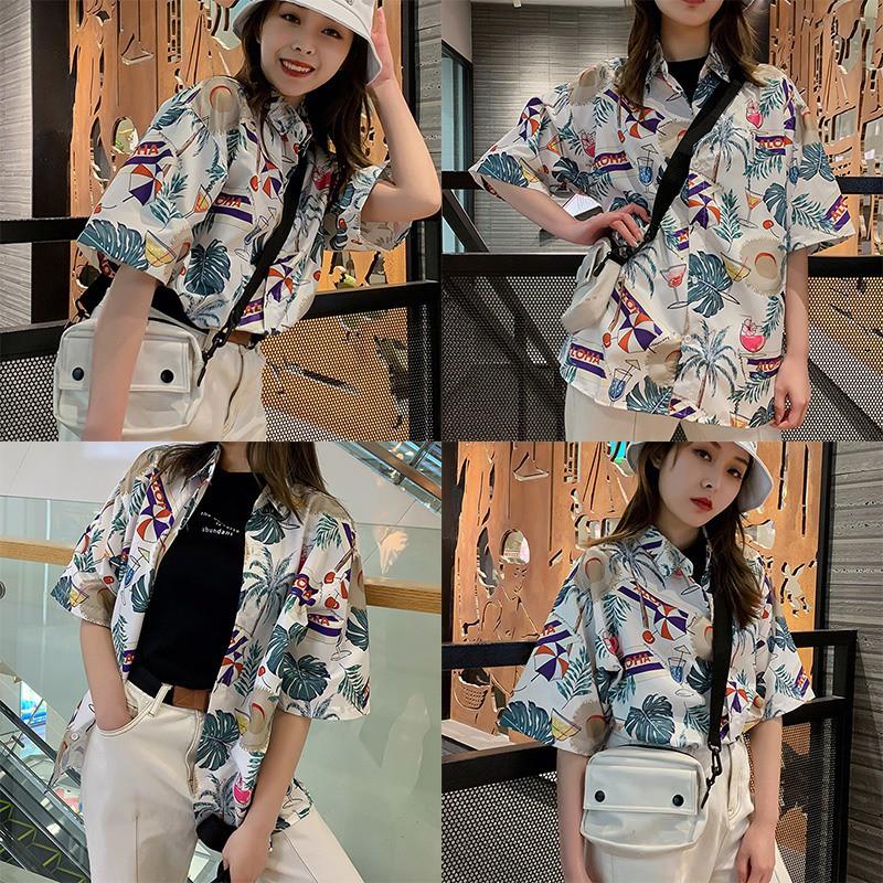 Áo Sơ Mi Tay Ngắn Hoạ Tiết In Phong Cách Retro