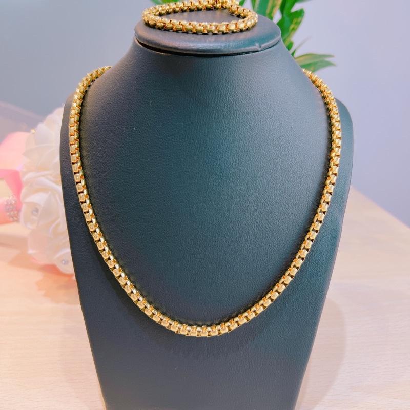 Set bộ Lắc tay và dây chuyền công nam nữ 6ly mạ vàng 18k siêu đẹp