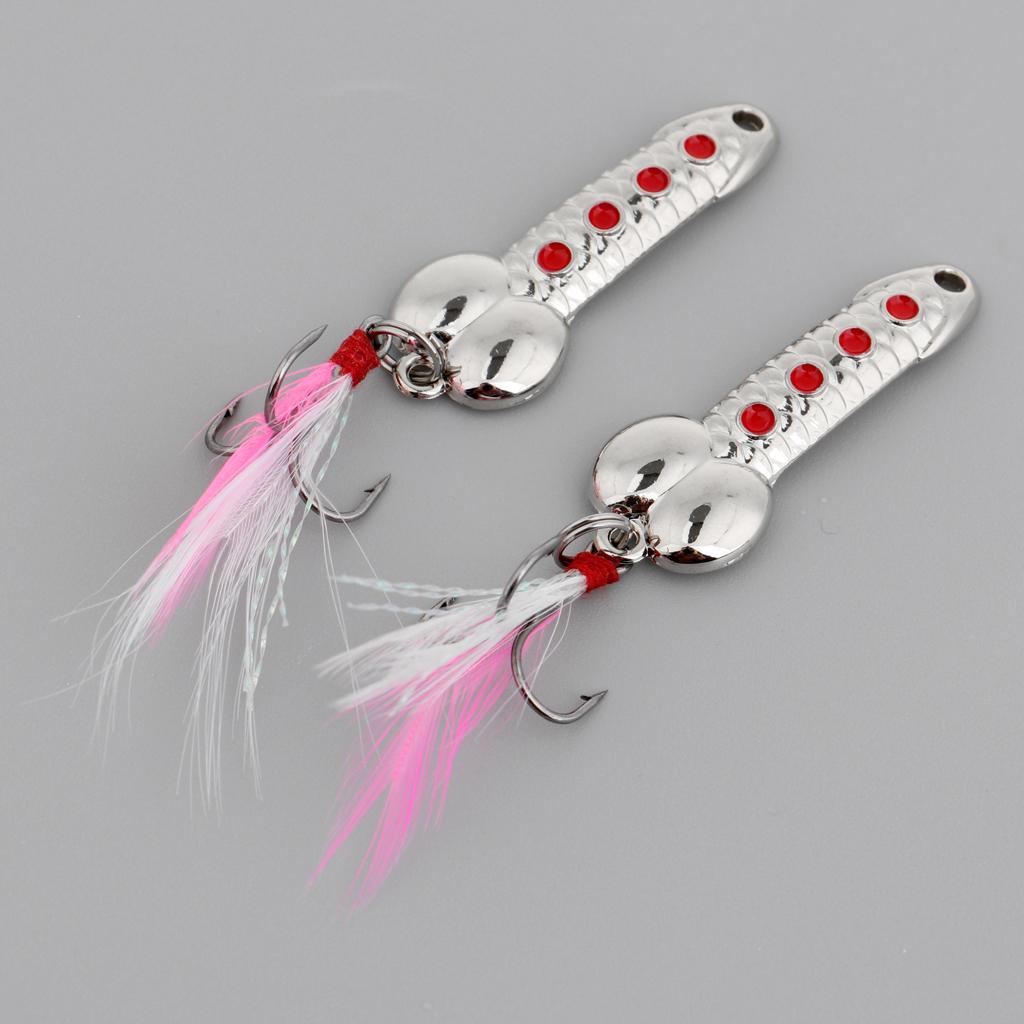 2pcs Metal Wobble Fish Lure Spoon Fishing Sequins Hard Bait Spinnerbaits 5g