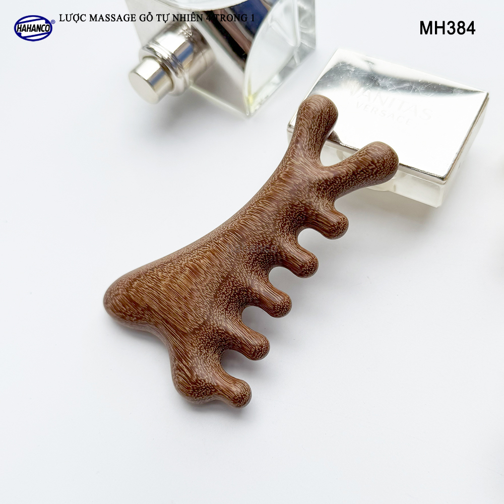 Lược Massage Dụng Cụ Làm Đẹp Chuyên Nghiệp Gỗ Tự Nhiên 4 Trong 1 - HAHANCO - MH384