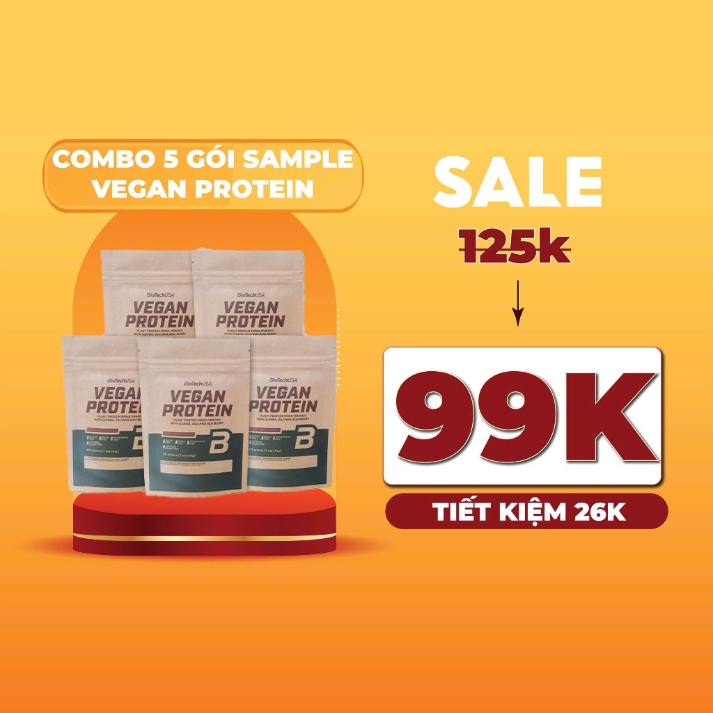 Combo 05 Gói Dùng Thử Bột Protein Thực Vật BioTechUSA Vegan Protein