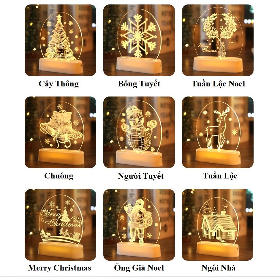 Đèn ngủ để bàn 3D bằng kính làm quà tặng Giáng Sinh NOEL