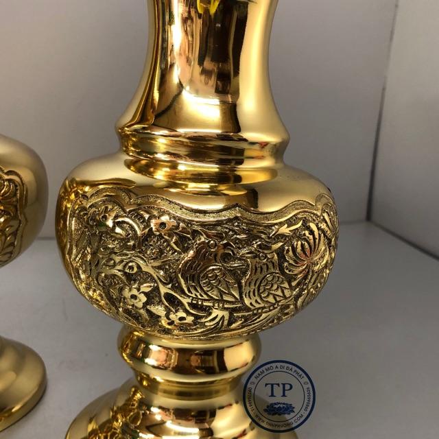 Đôi lọ hoa đồng vàng nguyên chất KH2863