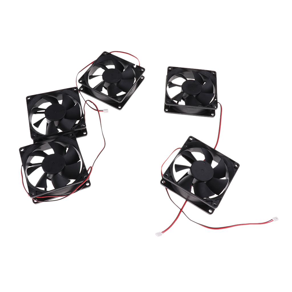 8025 80*80*25mm Cooling Fan Black for PC Case CPU Cooler Set of 5