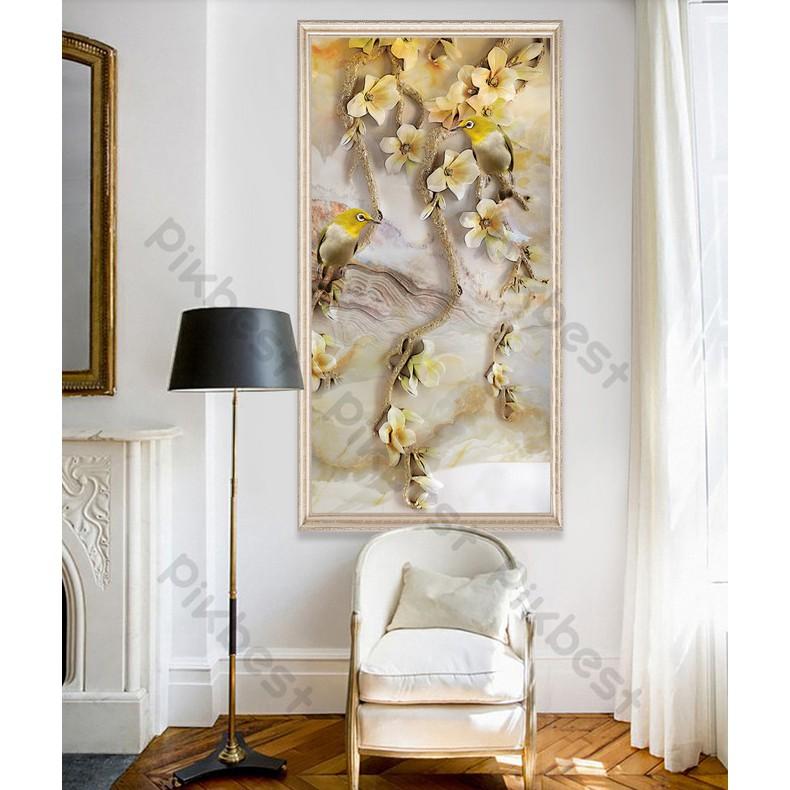 Tranh dán tường Tranh 3D dán tường Hoa Đào Trên Vách