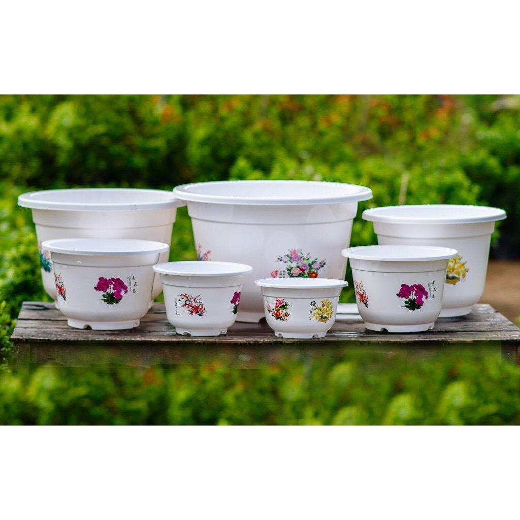 Combo 10 Chậu trồng cây, trồng hoa A280 kt 25x16x14, nhựa dẻo bền với theo thời gian, chịu mưa nắng tốt, hoa văn 4 m