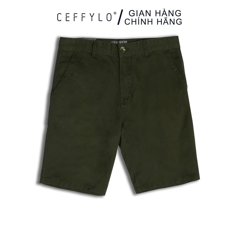 Quần Shorts Khaki trơn Xanh Rêu, Form Slimfit CEFFYLO