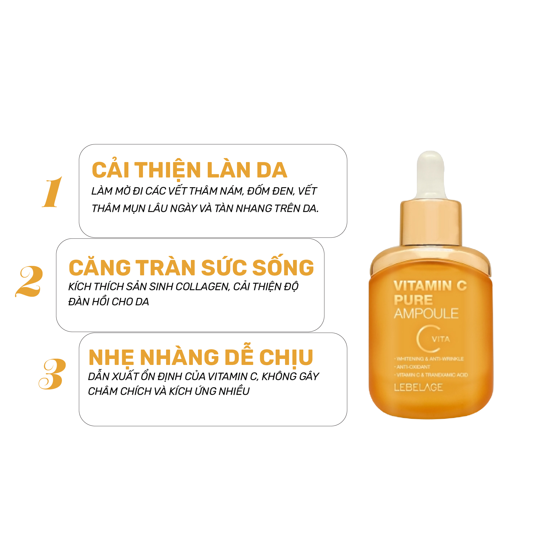 Serum Tinh Chất Dưỡng Giảm Thâm Tàn Nhang Trắng Da Lebelage Vitamin C Pure Ampoule 35ml