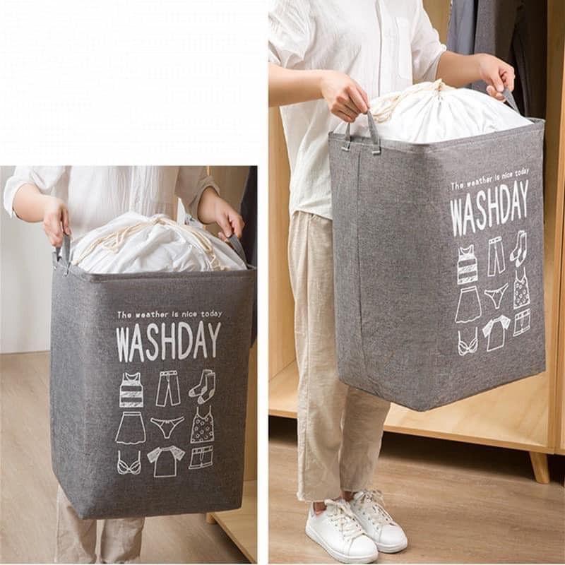 Giỏ đựng quần áo bằng vải cỡ lớn, túi đựng chăn màn đa năng washday có thể gấp gọn vintage