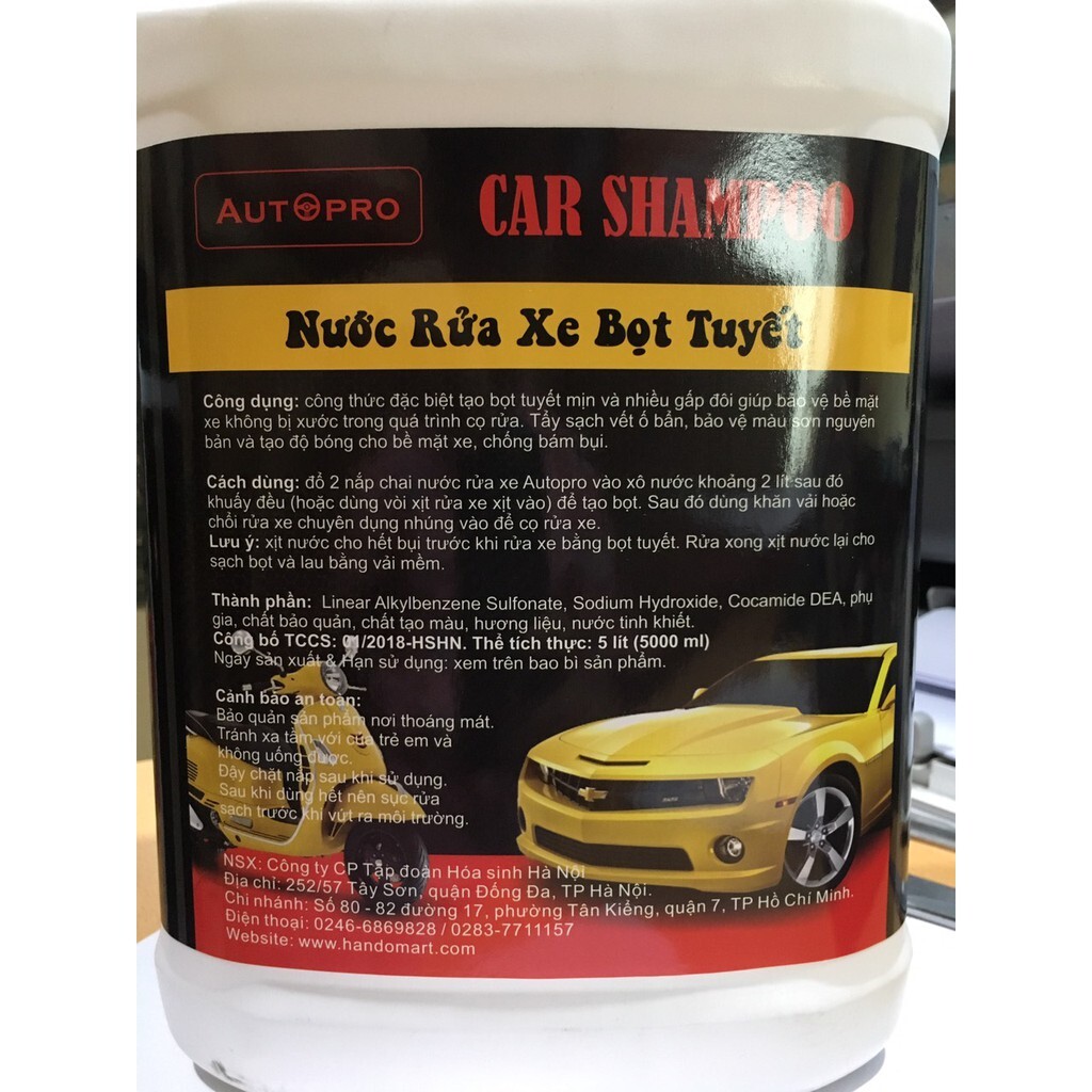 Combo 2 can Nước rửa xe bọt tuyết chuyên dụng Car Shampoo 5L cho ô tô xe máy