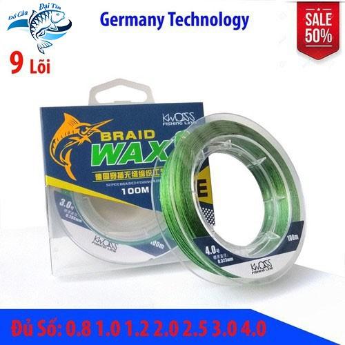 Dây dù câu cá PE BRAID WAX 9 lõi 100m xanh rêu Siêu bền, mềm mượt