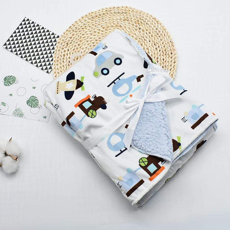 Chăn Cho Bé Mới Làm Dày 2 Lớp Nỉ Mặc Trẻ Sơ Sinh Đầm Bebe Bao Bọc In Hình Bé Sơ Sinh Gối