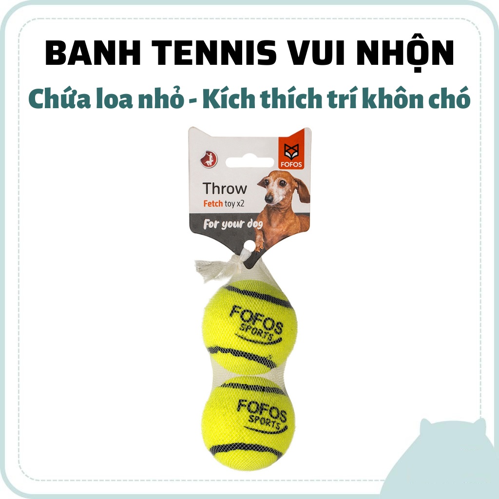 Banh đồ chơi cho chó FOFOS, Đồ chơi banh tennis chống nghiến răng cho chó, Combo 2 trong 1, Loa vui nhộn, Bền bỉ an tòan