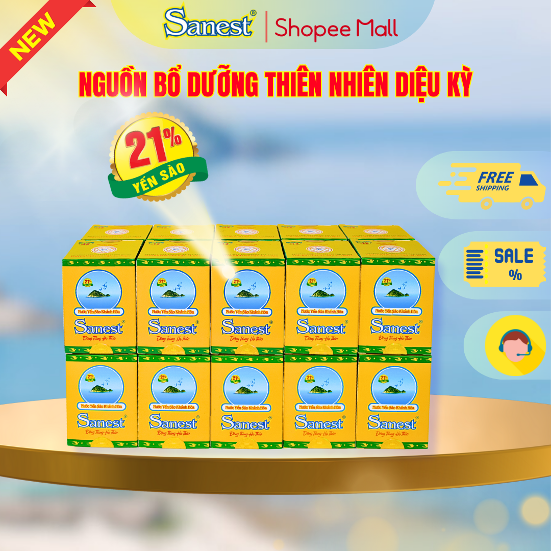 NEW [ Combo 20 lọ] Nước Yến sào Khánh Hòa Sanest 21% - Đông Trùng Hạ Thảo