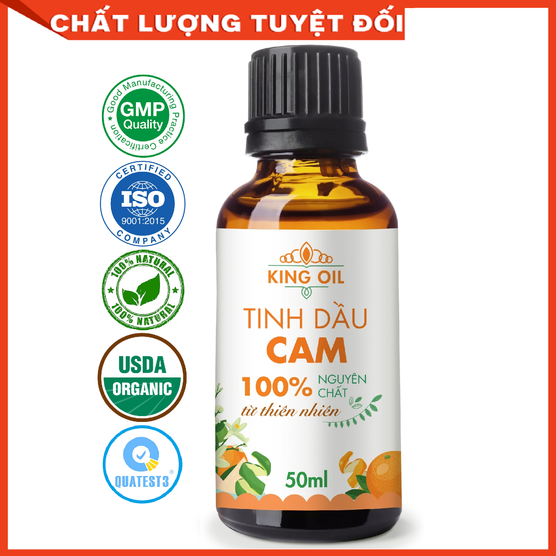 Tinh dầu Cam ngọt 50ml nguyên chất từ thiên nhiên, thơm phòng, xông phòng, đuổi muỗi, khử mùi - KingOil