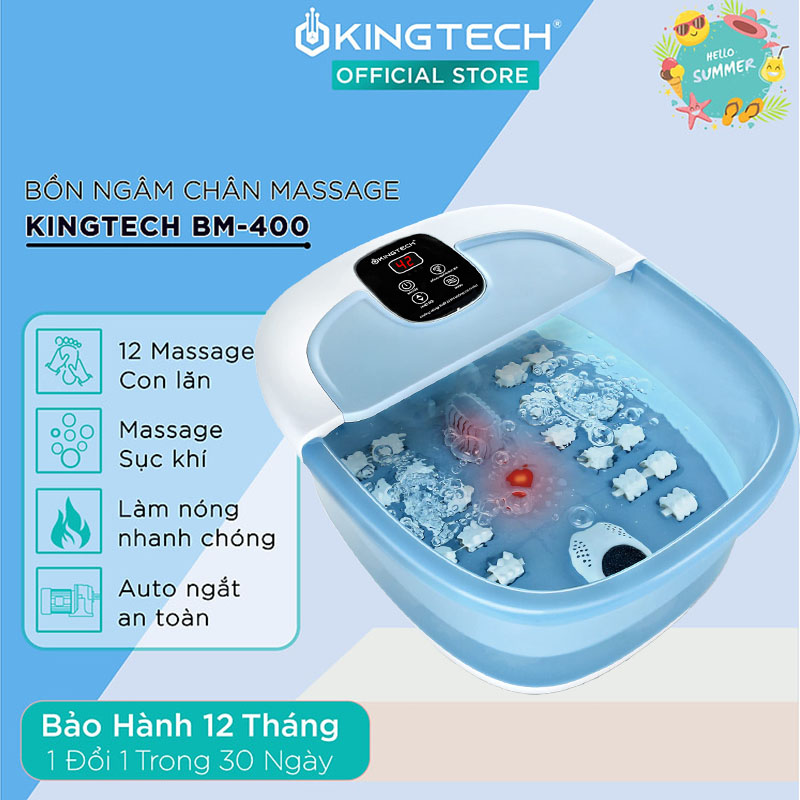 Bồn Ngâm Chân Massage Kingtech Bm - 400 - Tính Năng Làm Nóng Nhanh Kiểm Soát Nhiệt Độ, Sục Khí, Con Lăn Mát - Xa - Giúp Làm Dịu, Thư Giãn Đôi Chân Tại Nhà - Quà Tặng Tuyệt Vời Cho Bố Mẹ, Ông Bà, Người Thân - Xanh Dương