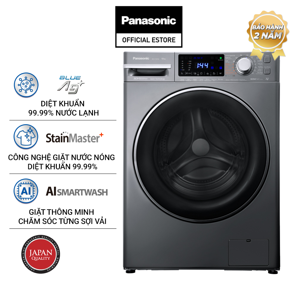 [Lắp đặt trong vòng 24h] Máy Giặt Cửa Trước Panasonic 10.5Kg NA-V10FX2LVT - Diệt Khuẩn 99.9% - Hàng chính hãng