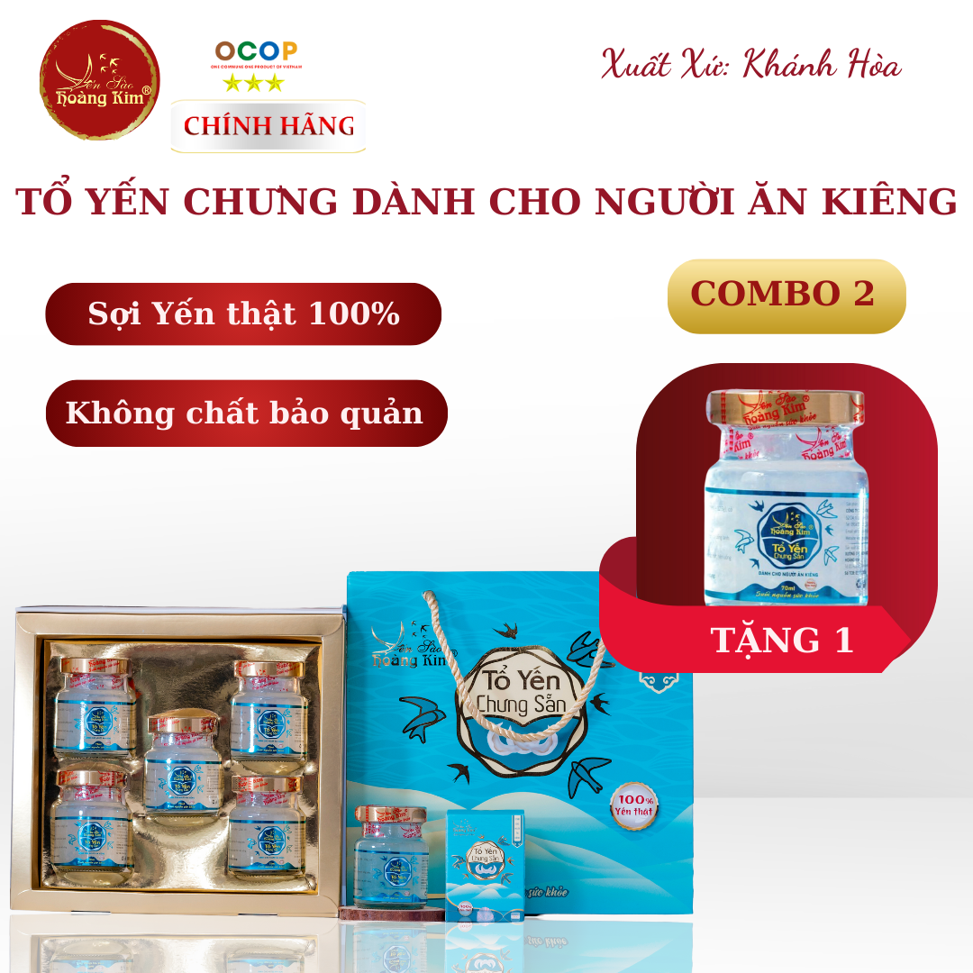 Combo 20 hộp Tổ yến nguyên chất 1,5g chưng sẵn Yến Sào Hoàng Kim Tổ yến chưng sẵn dành cho người ăn kiêng hộp 1 hũ x70ml