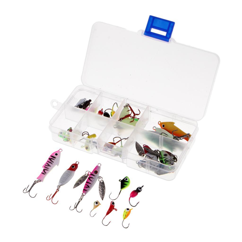 36pcs Assorted Ice Fishing Jigs Jigging Lures Lead Jig Hooks With Box