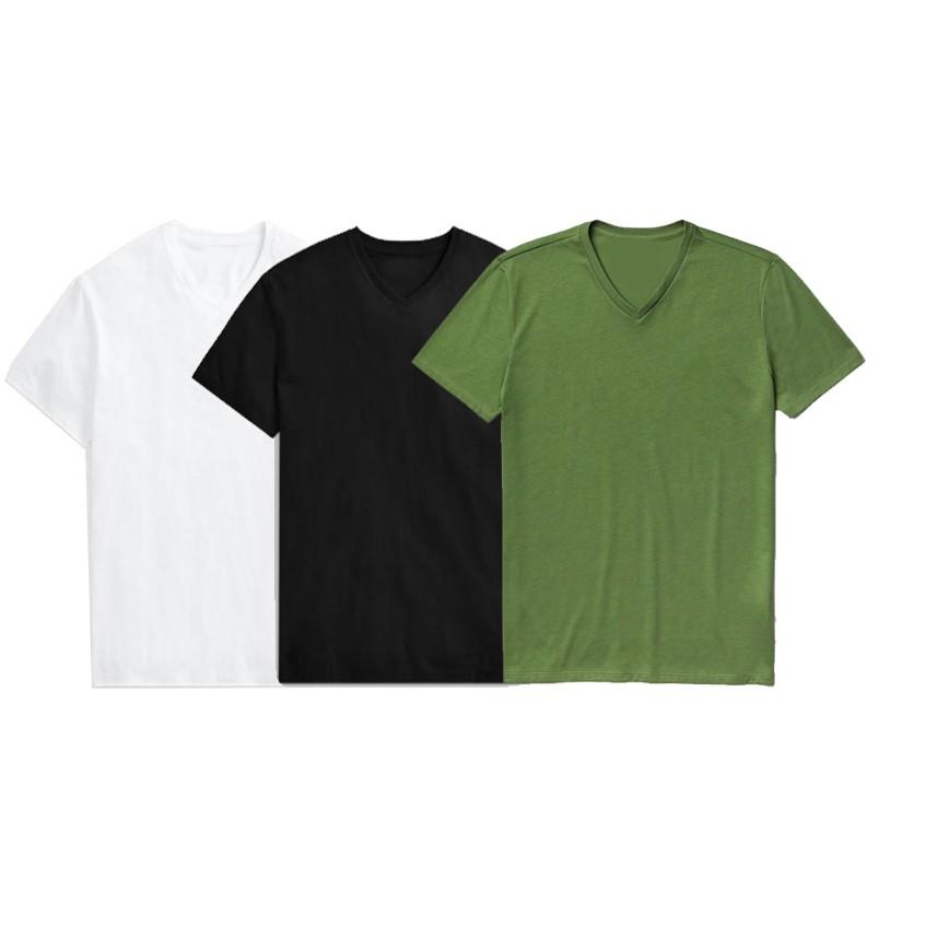 Áo thun nam body cổ tim vải cotton thun lạnh mịn mát có hình thật