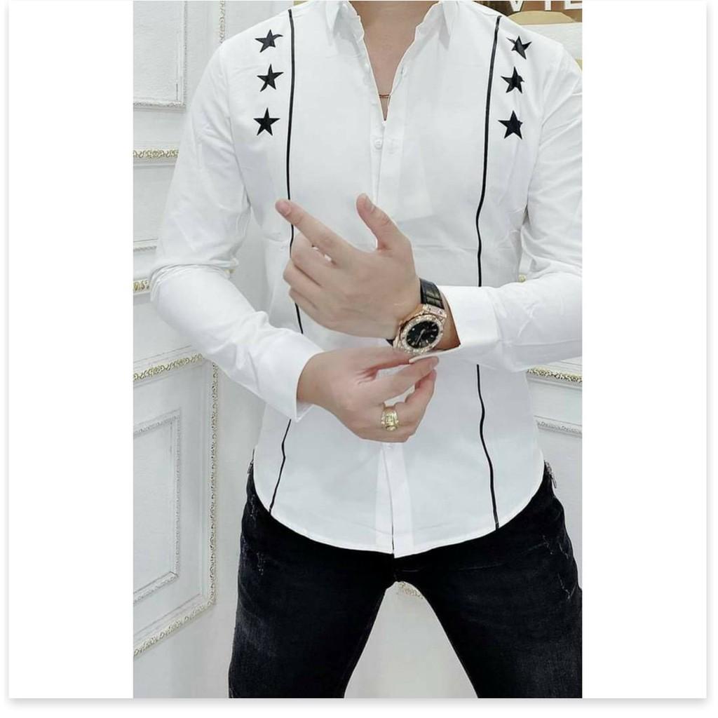 Áo sơ mi in thêu dài tay nam phong cách lịch lãm ôm body KME FASHION