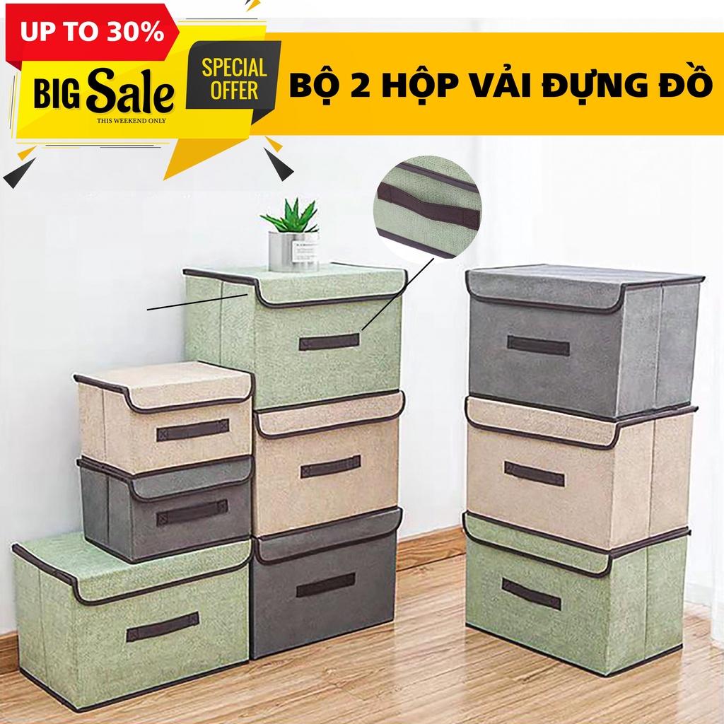 Bộ 2 Hộp vải đựng đồ tiện lợi thùng đựng quần áo đựng đồ đa năng