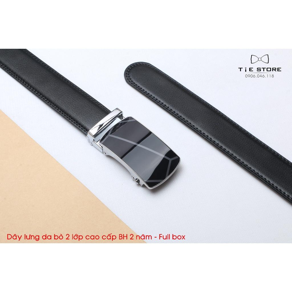 Thắt Lưng Nam Da bò 2 lớp cao cấp BH 2 năm Full box - Mặt liền họa tiết
