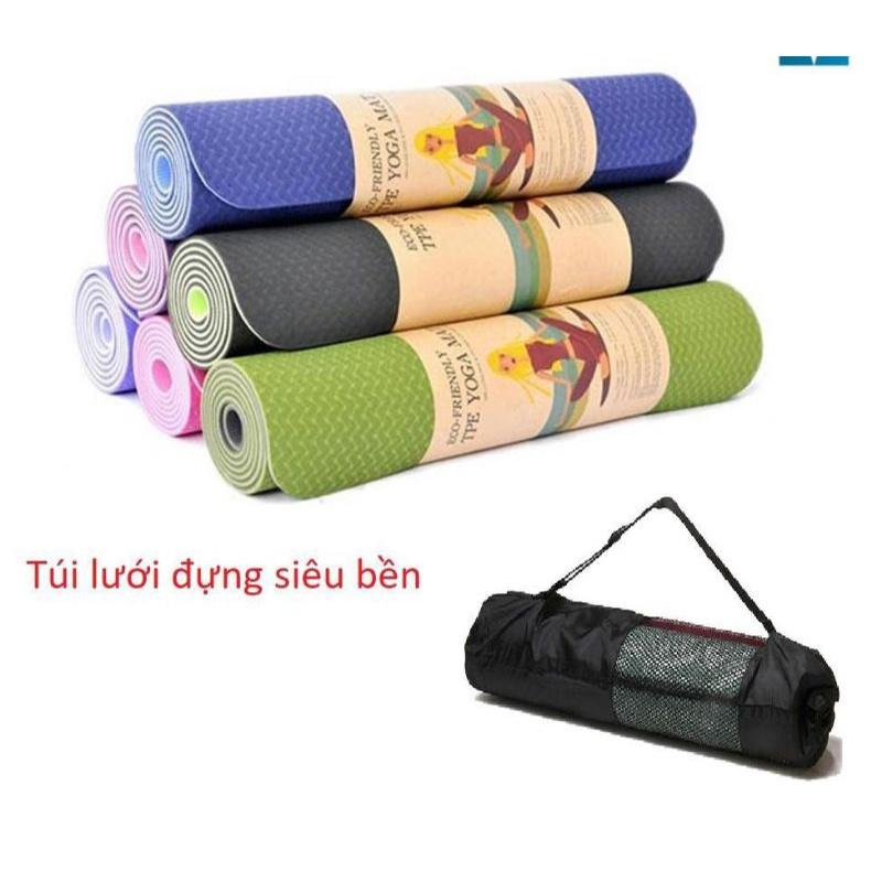 Thảm tập yoga TPE 2 lớp 6mm,thảm yoga chống trơn trượt ( màu ngẫu nhiên)