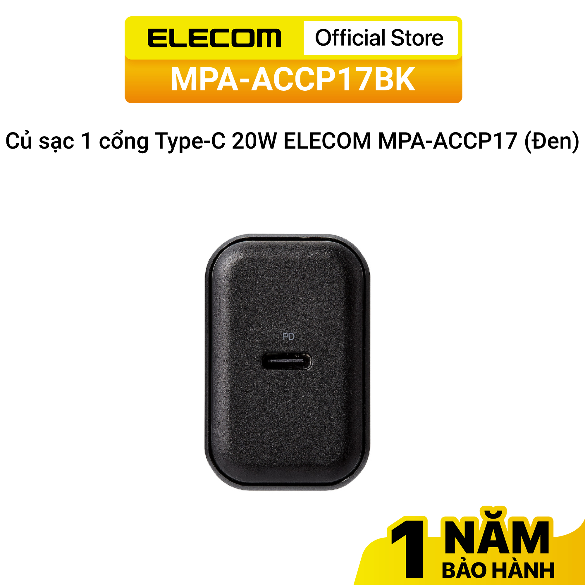 Củ sạc 1 cổng Type-C 20W ELECOM MPA-ACCP17 - Hàng chính hãng