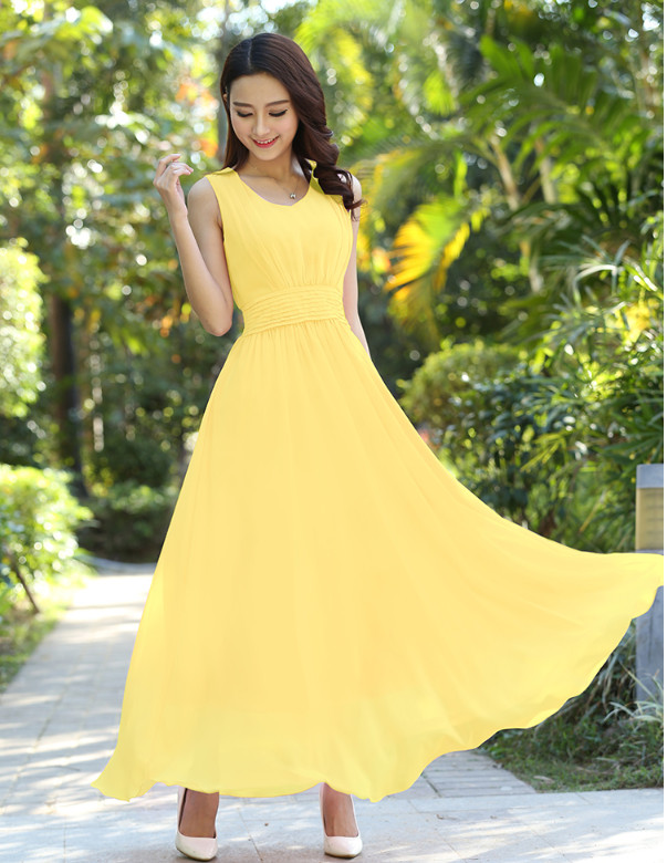 Đầm Maxi Màu Vàng Đi Biển Đẹp