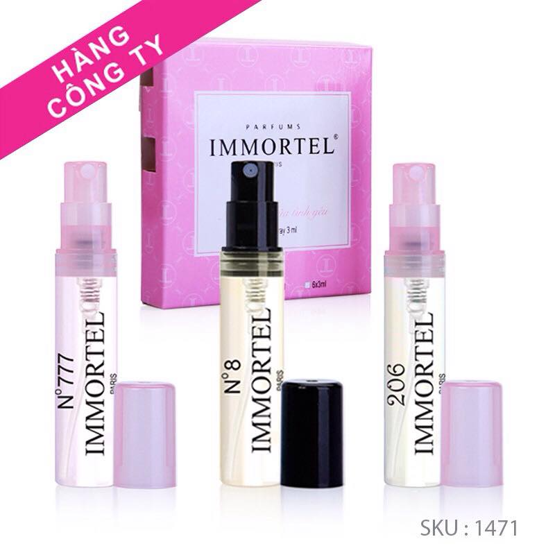 Nước Hoa IMMORTEL PARIS - Hộp Set5 _ 3 chai xịt 3ml : ( No777 + No8 + 206 ) Eau De Parfum